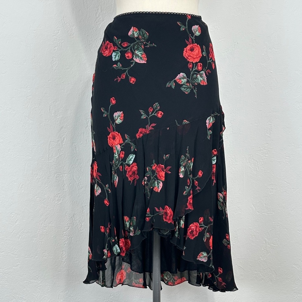 Vintage Y2K Whimsigoth Grunge Fairy Maxi Skirt Sz Petite Small Romantic Floral